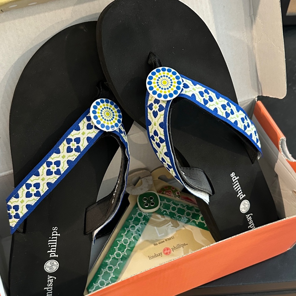 Lindsay Phillips Black and Blue Sandals-Switch Flops